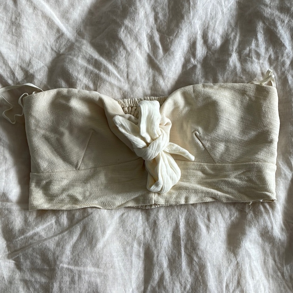 Zara cream bandeau top with bow, size S, never worn!